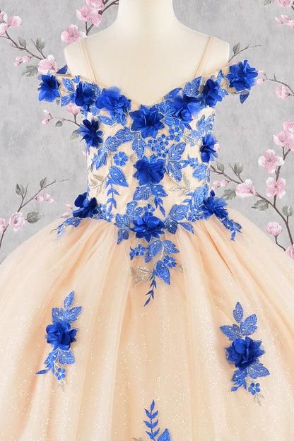 3-D Flower Embroidery Bead Mesh Kids Dress